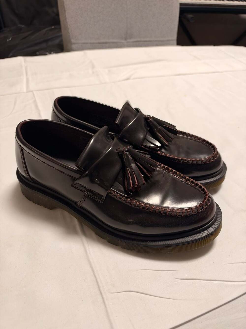 Dr. Martens Adrian Tassel Loafers Cherry Red Arcadia Leather